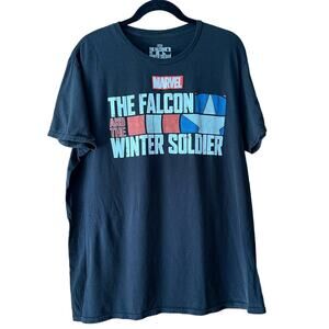 Marvel Men's The Falcon Winter Solider Logo T-Shirt Short Sleeve Black Size L